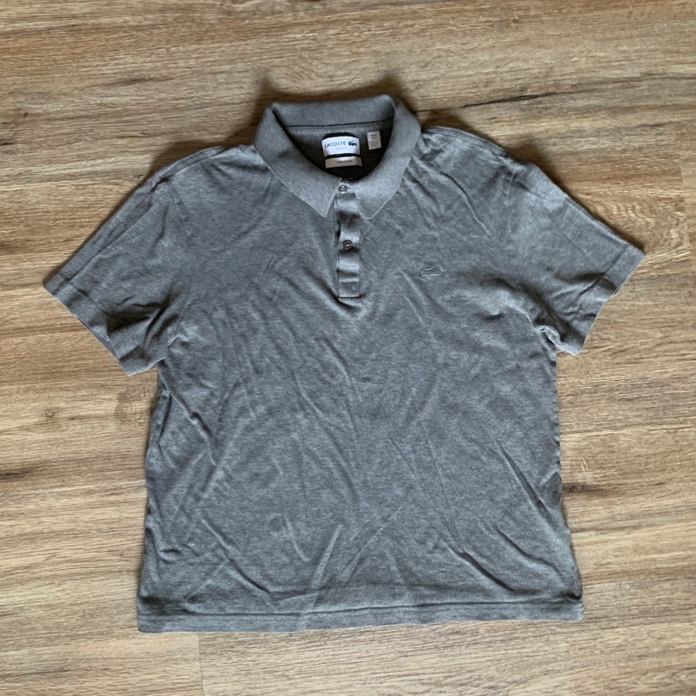 Lacoste Slim Fit Cotton Polo Shirt in Gray - Size Medium Mens, Super Soft